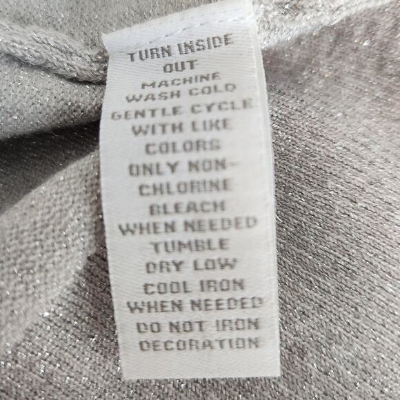 SALE Charter Club Silver Metallic Snap Front Metal Studded Cardigan Sweater - Picture 6 of 8